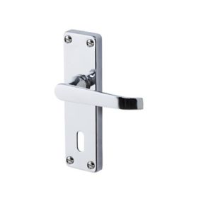 Colours Arsk Polished Chrome effect Steel Straight Lock Door handle (L)101mm