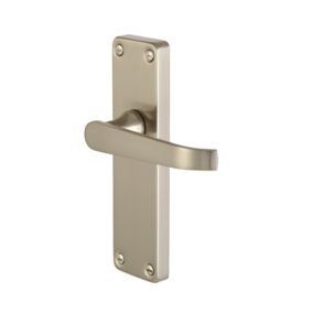 Colours Arsk Satin Nickel effect Steel Straight Latch Door handle (L)101mm, Pack of 3