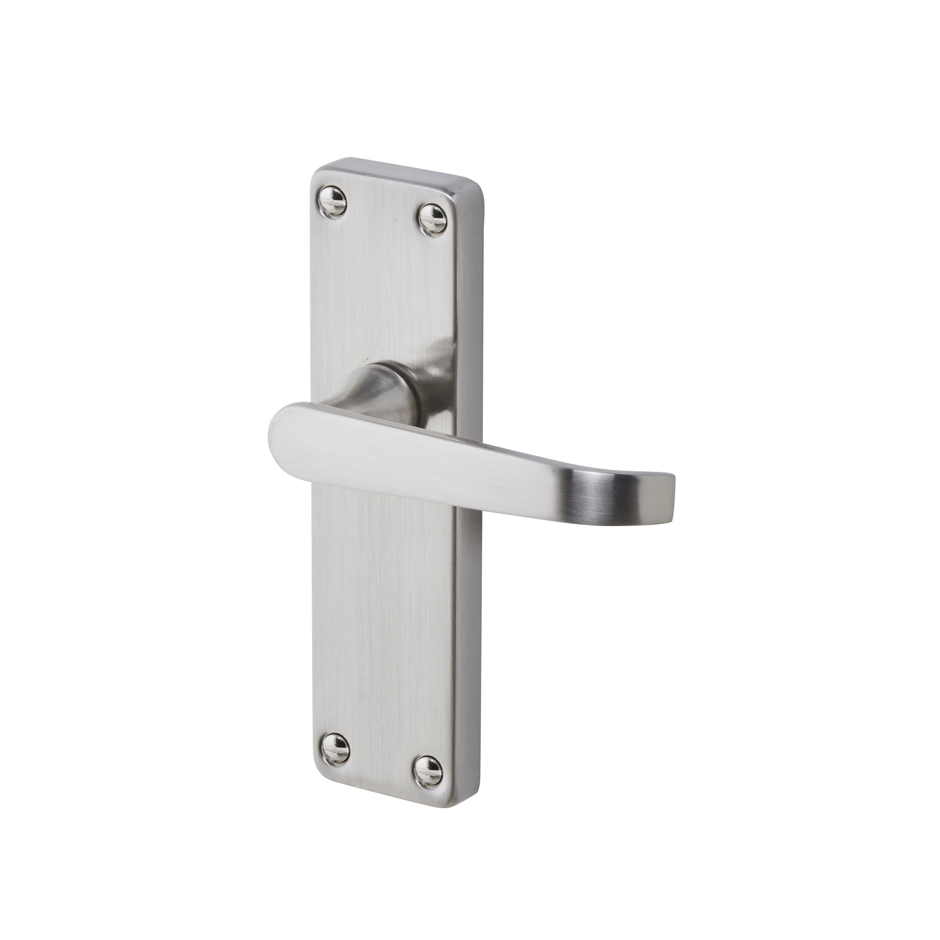 Colours Arsk Satin Nickel effect Steel Straight Latch Door handle (L)101mm