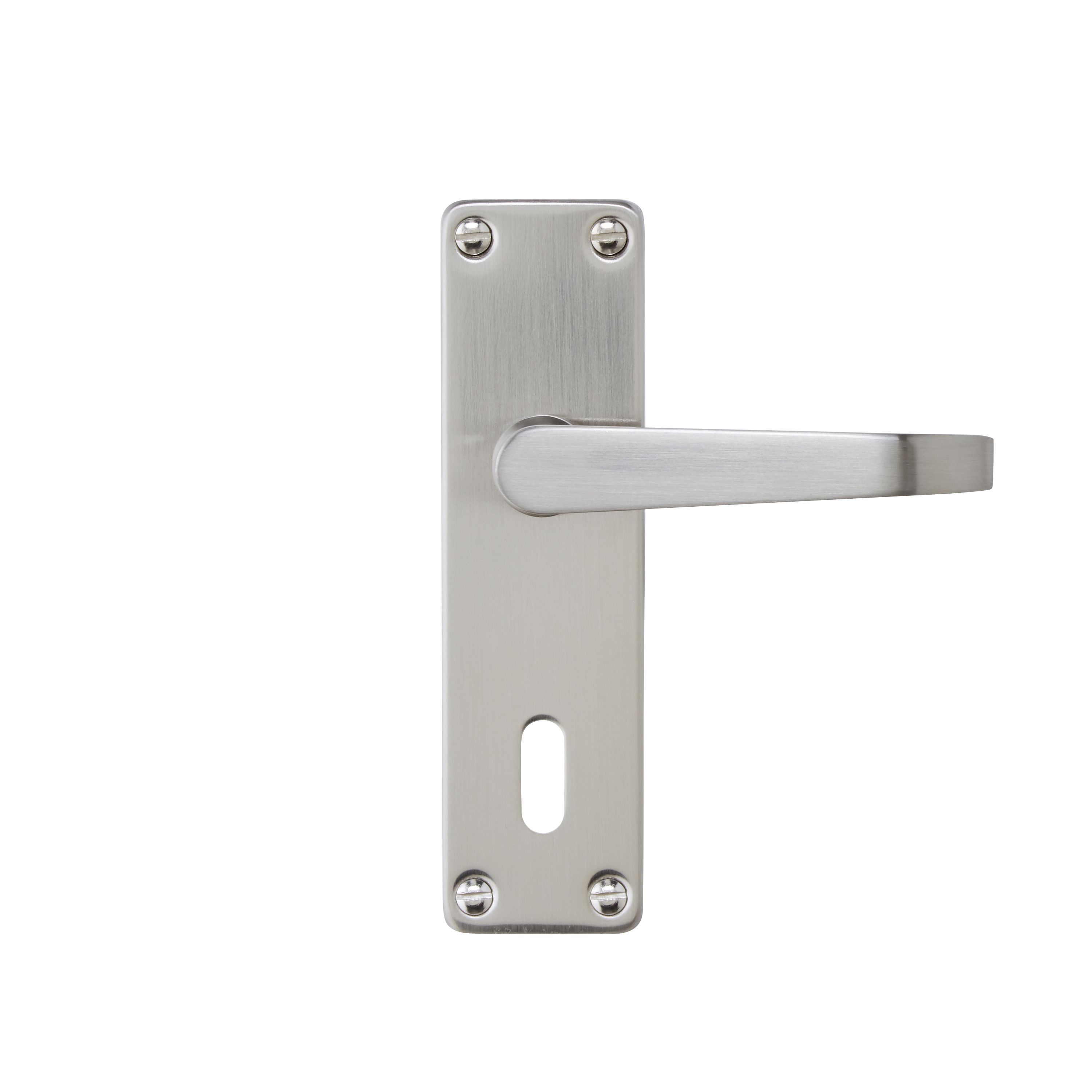 Colours Arsk Satin Nickel effect Steel Straight Lock Door handle (L)101mm