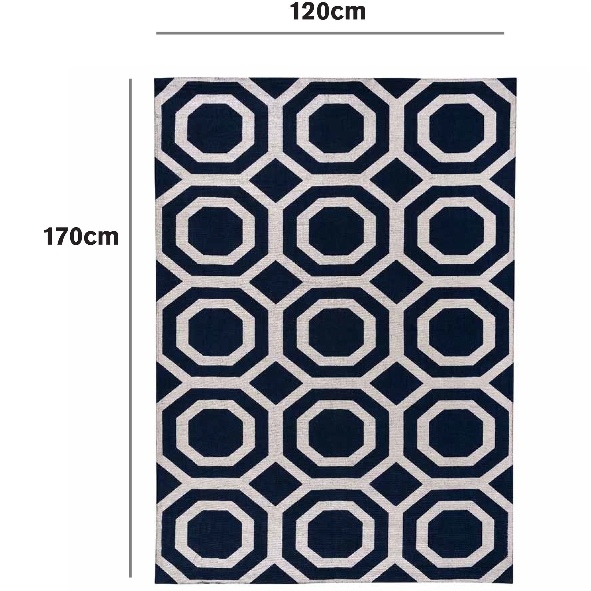 Colours Athena Blue & light grey Geometric Medium Rug, (L)170cm x (W)120cm