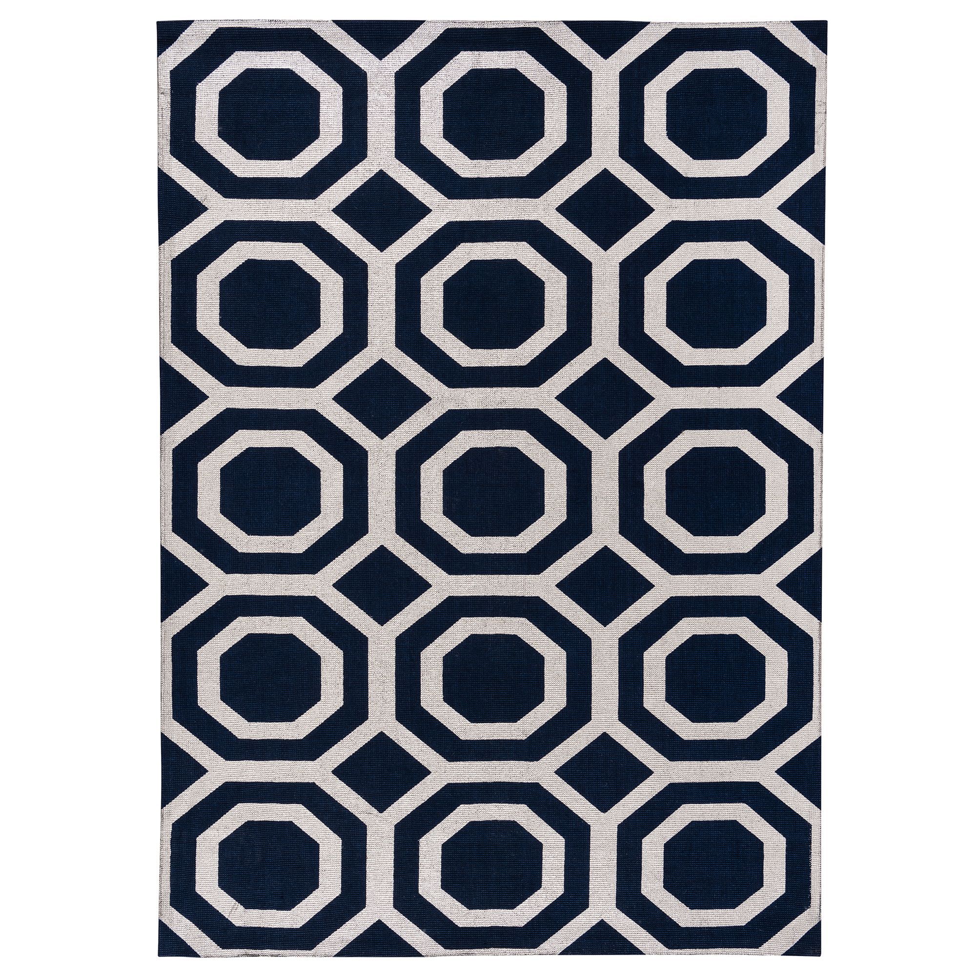 Colours Athena Blue & light grey Geometric Medium Rug, (L)170cm x (W)120cm
