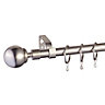 Colours Athena Stainless steel effect Extendable Curtain pole Set, (L)1200mm-2100mm