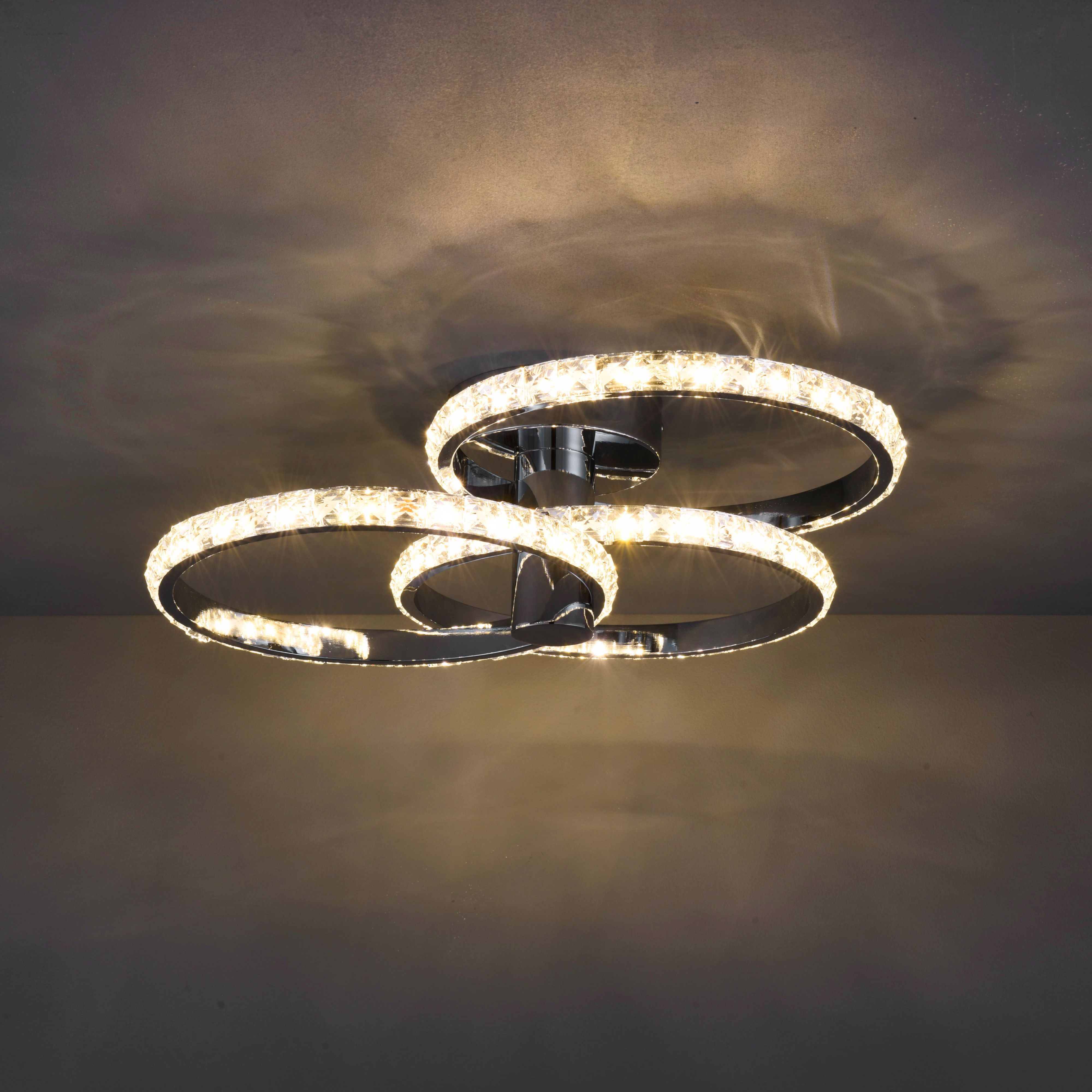 Colours Aura Brushed Acrylic & steel Chrome effect 3 Lamp Ceiling light