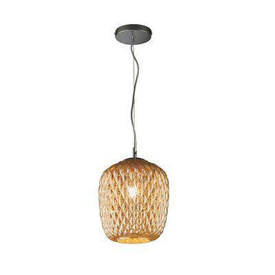 Colours Avid Pendant Glass & steel Champagne Chrome effect LED Ceiling light