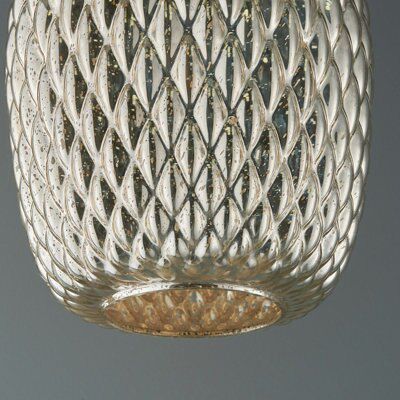 Colours Avid Pendant Glass & steel Champagne Chrome effect LED Ceiling light