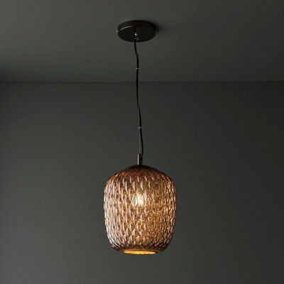 Colours Avid Pendant Glass & steel Pewter LED Ceiling light