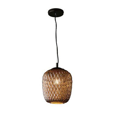 Colours Avid Pendant Glass & steel Pewter LED Ceiling light