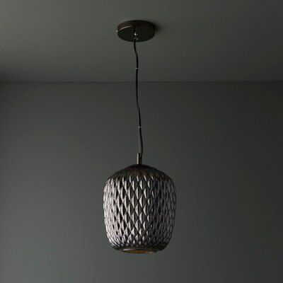 Colours Avid Pendant Glass & steel Pewter LED Ceiling light
