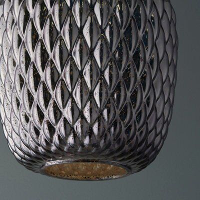 Colours Avid Pendant Glass & steel Pewter LED Ceiling light