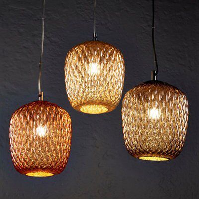 Colours Avid Pendant Glass & steel Pewter LED Ceiling light