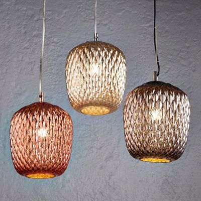 Colours Avid Pendant Glass & steel Pewter LED Ceiling light