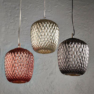 Colours Avid Pendant Glass & steel Pewter LED Ceiling light