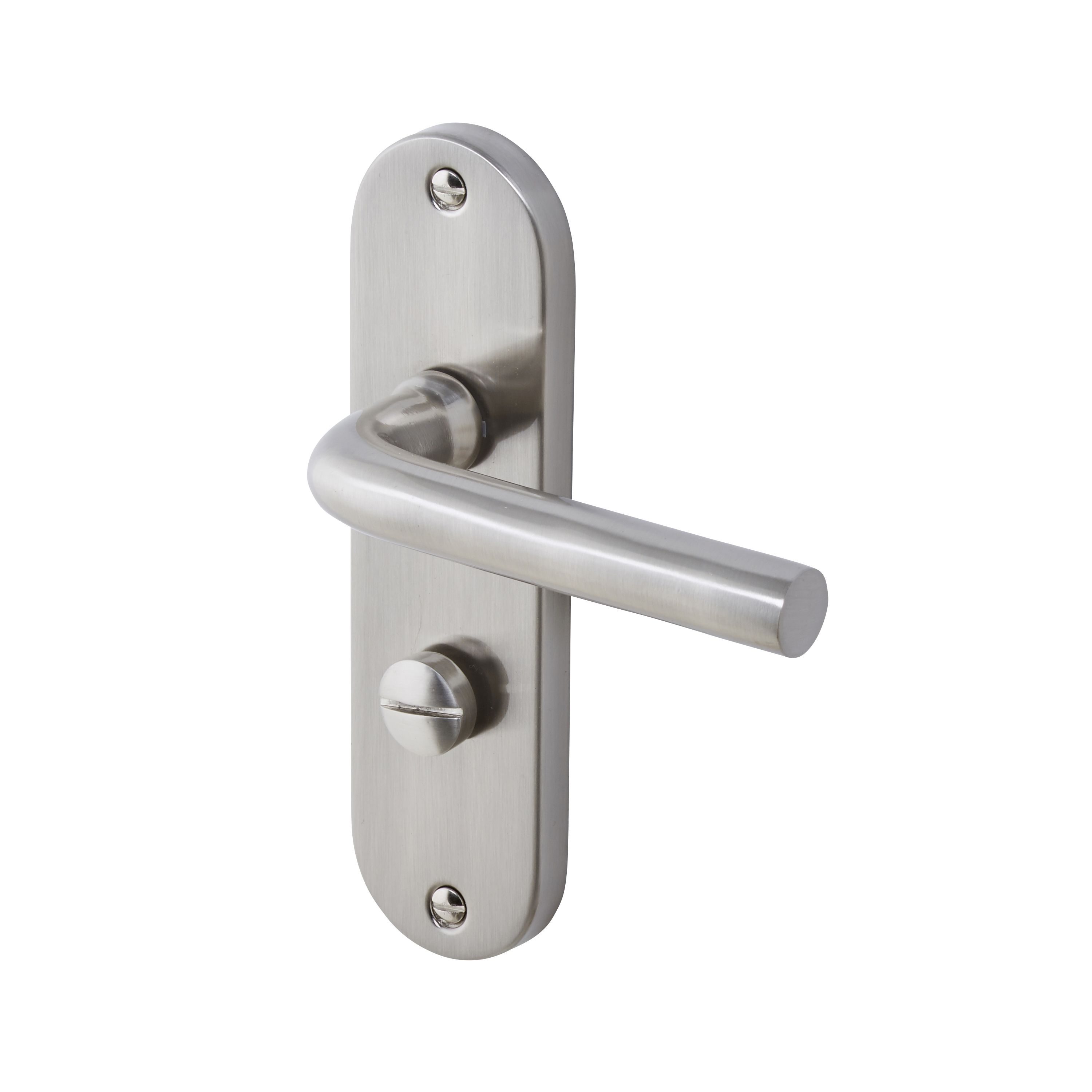 Colours Ayen Satin Nickel effect Steel Straight Bathroom Door handle (L