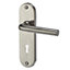 Colours Ayen Satin Nickel effect Steel Straight Lock Door handle (L)120mm