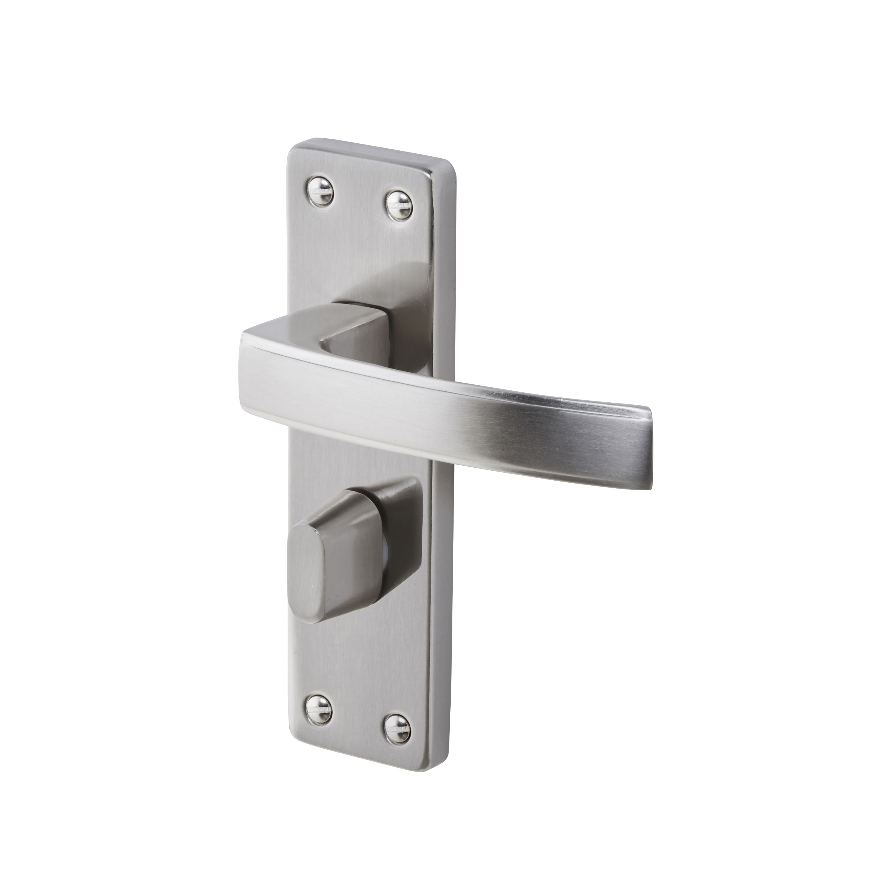 Colours Beauce Satin Nickel effect Aluminium steel Straight Bathroom Door handle L 115mm