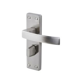 Colours Beauce Satin Nickel effect Aluminium & steel Straight Bathroom Door handle (L)115mm
