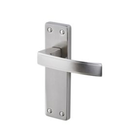 Colours Beauce Satin Nickel effect Aluminium & steel Straight Latch Door handle (L)115mm