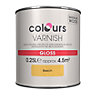 Colours Beech Gloss Wood varnish, 0.25L