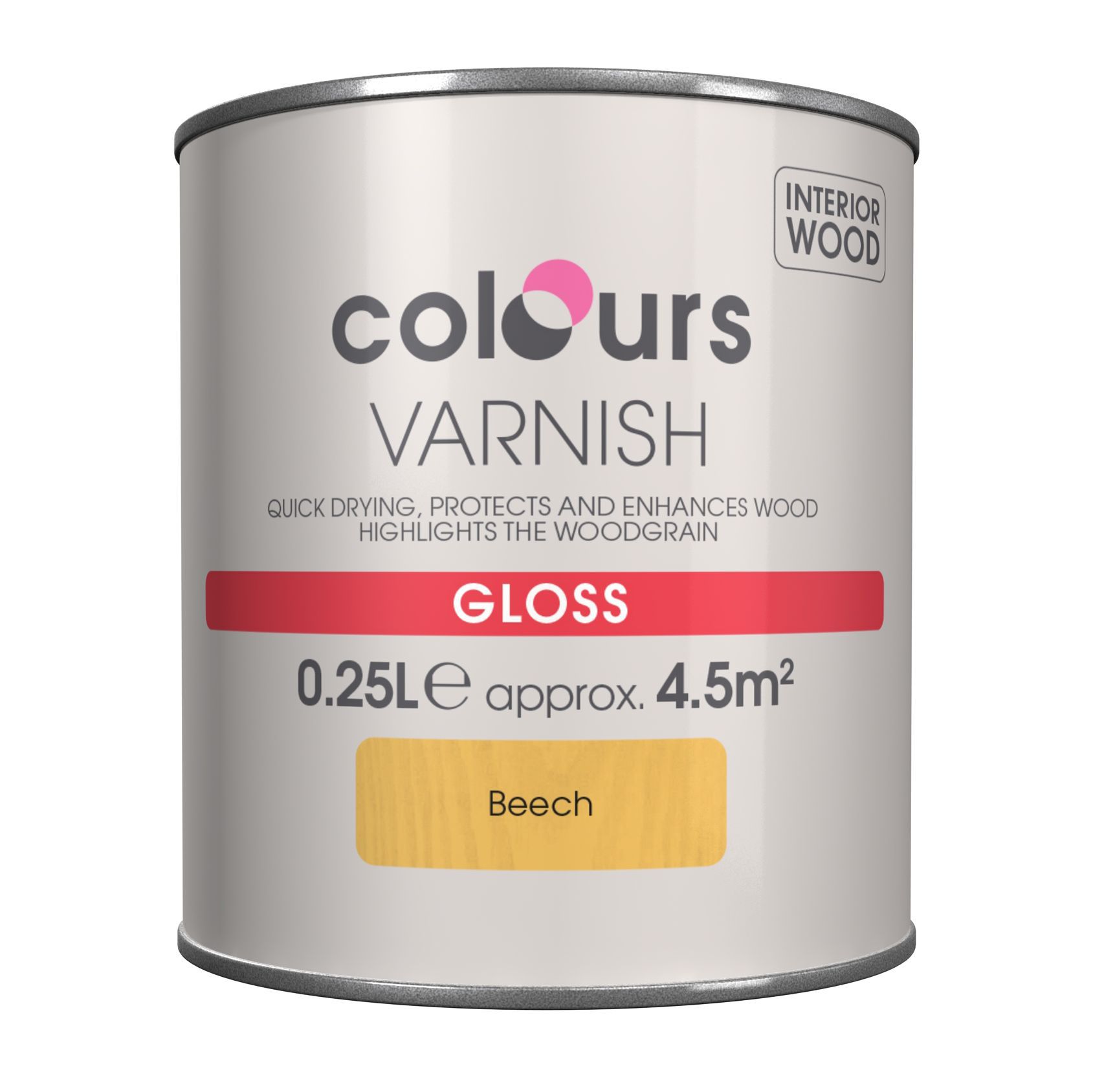 Colours Beech Gloss Wood varnish, 0.25L DIY at B&Q