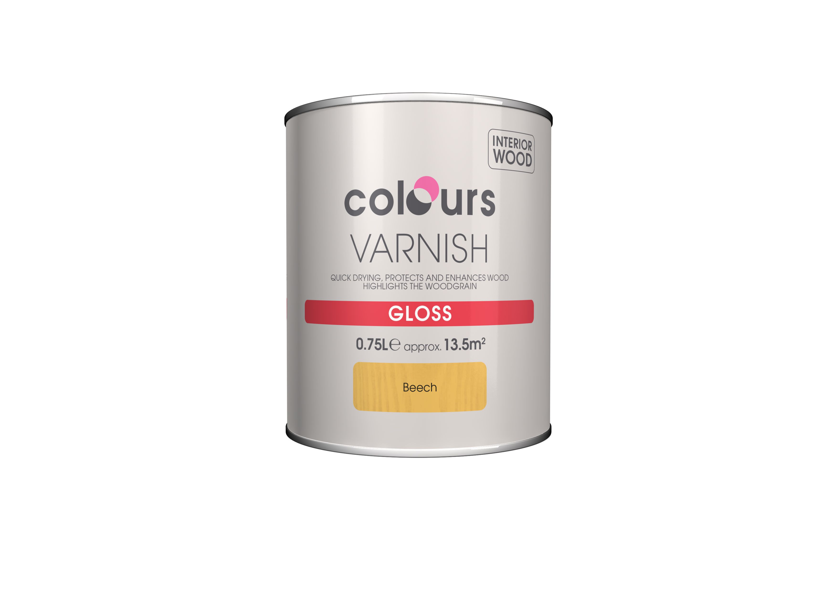 Colours Beech Gloss Wood varnish, 0.75L DIY at B&Q