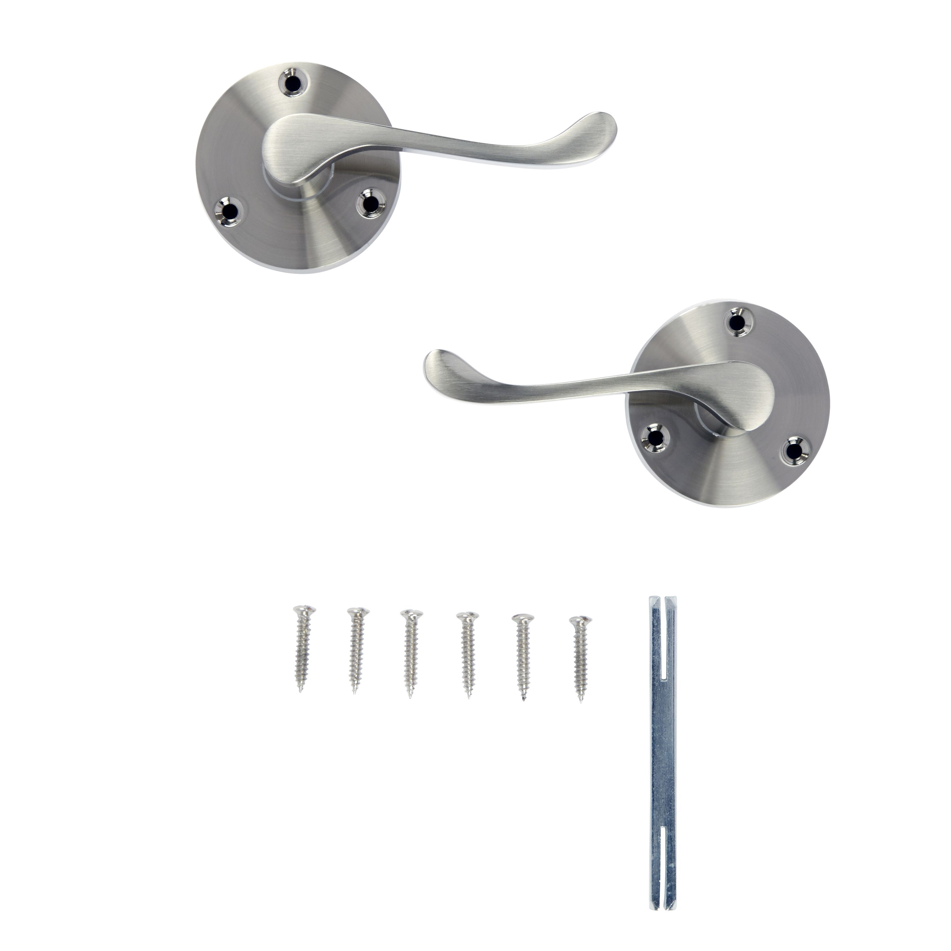 Colours Beja Nickel effect Aluminium Scroll Latch Door handle (L)96mm - 3