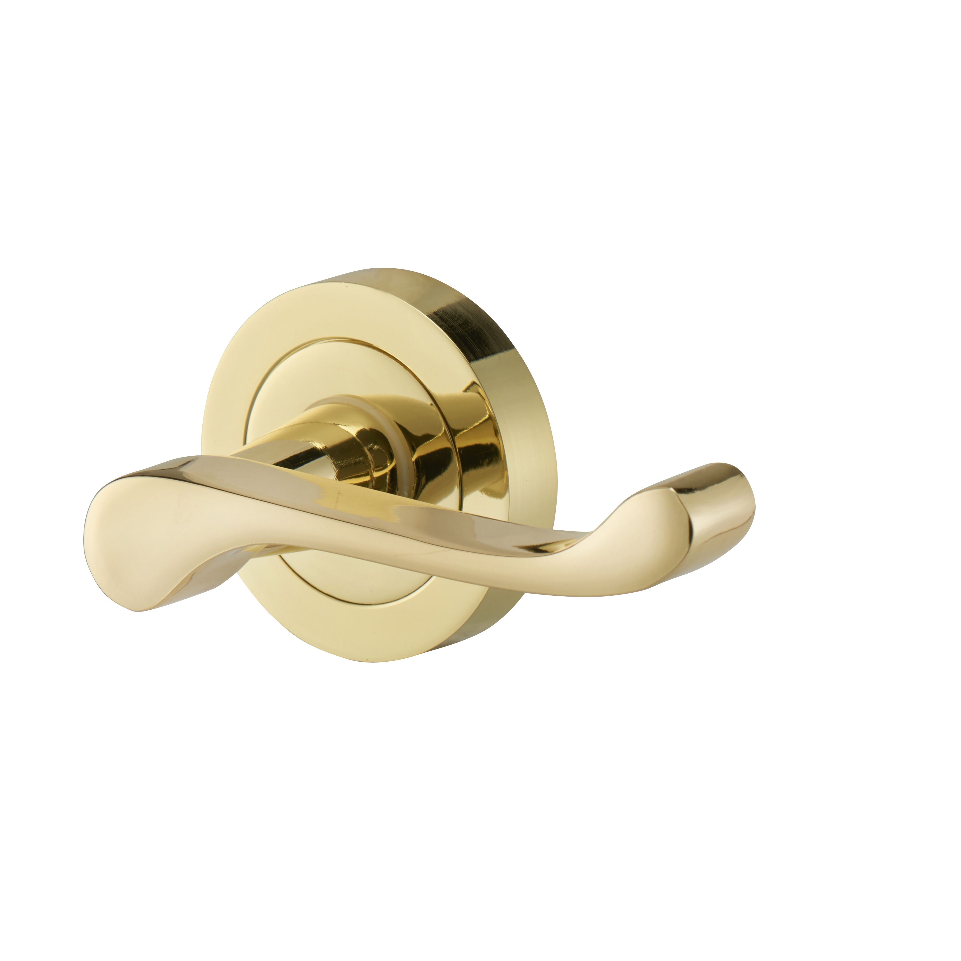 Colours Beja Polished Brass Effect Aluminium Scroll Latch Door Handle ...