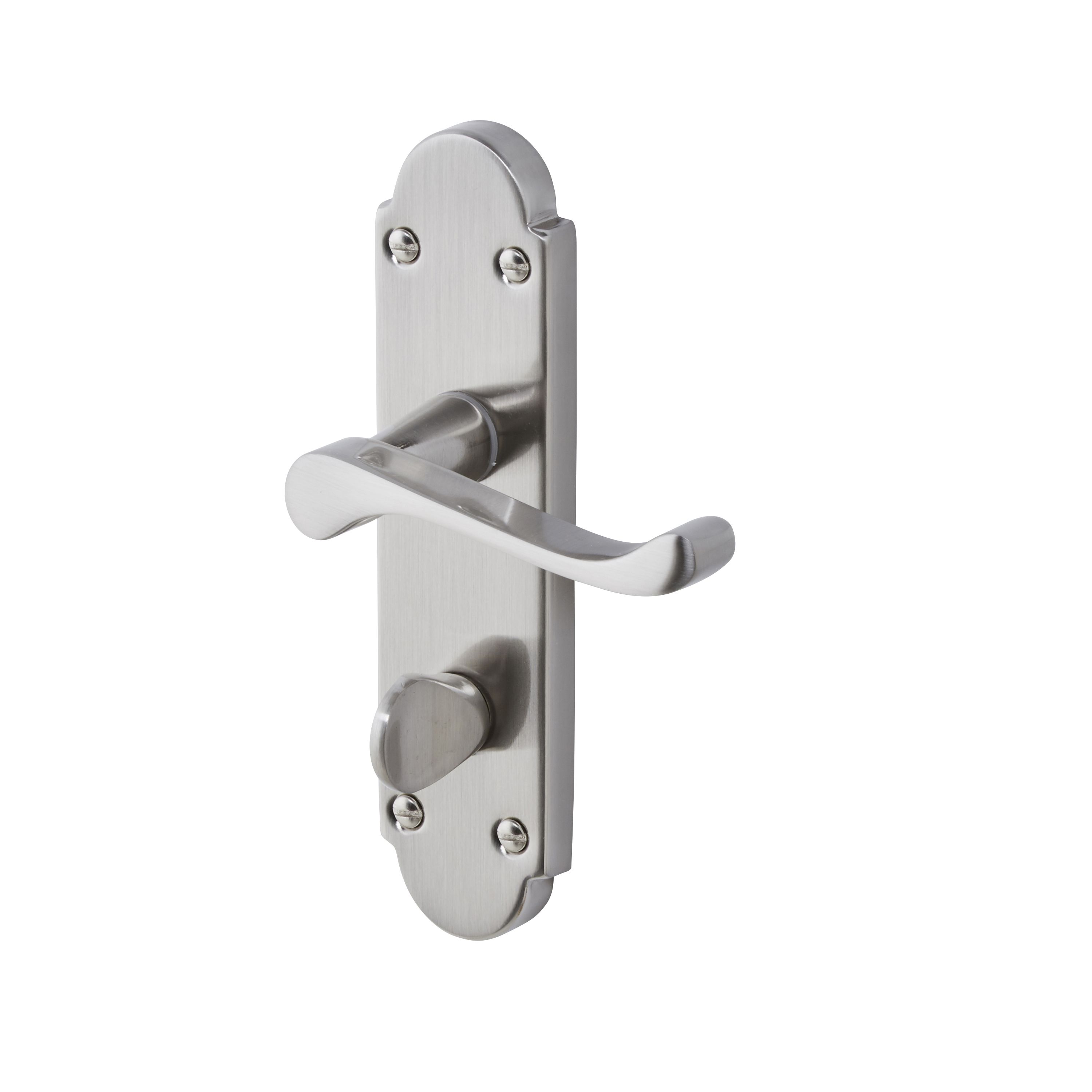 Colours Beja Satin Nickel effect Steel Scroll Bathroom Door handle (L)96mm