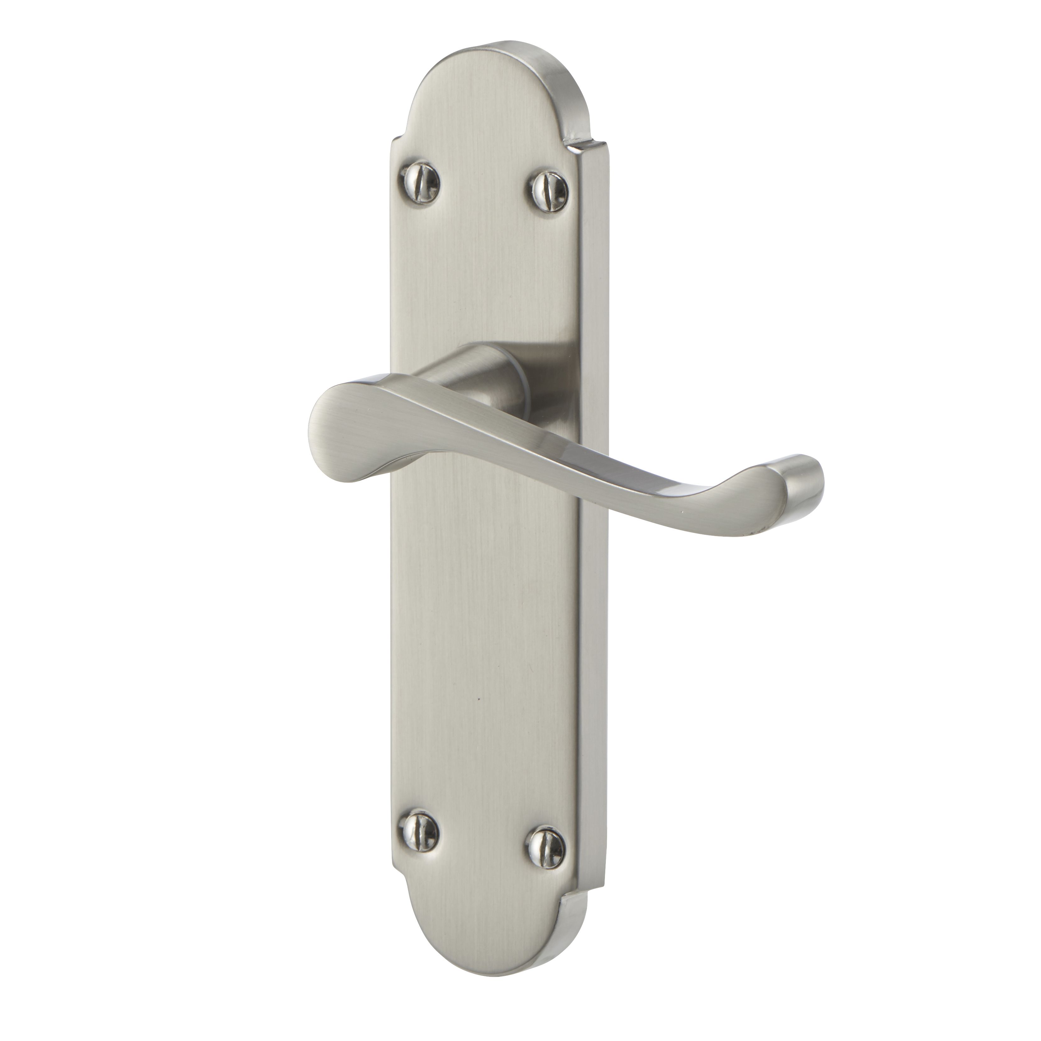 Colours Beja Satin Nickel effect Steel Scroll Latch Door handle (L)96mm