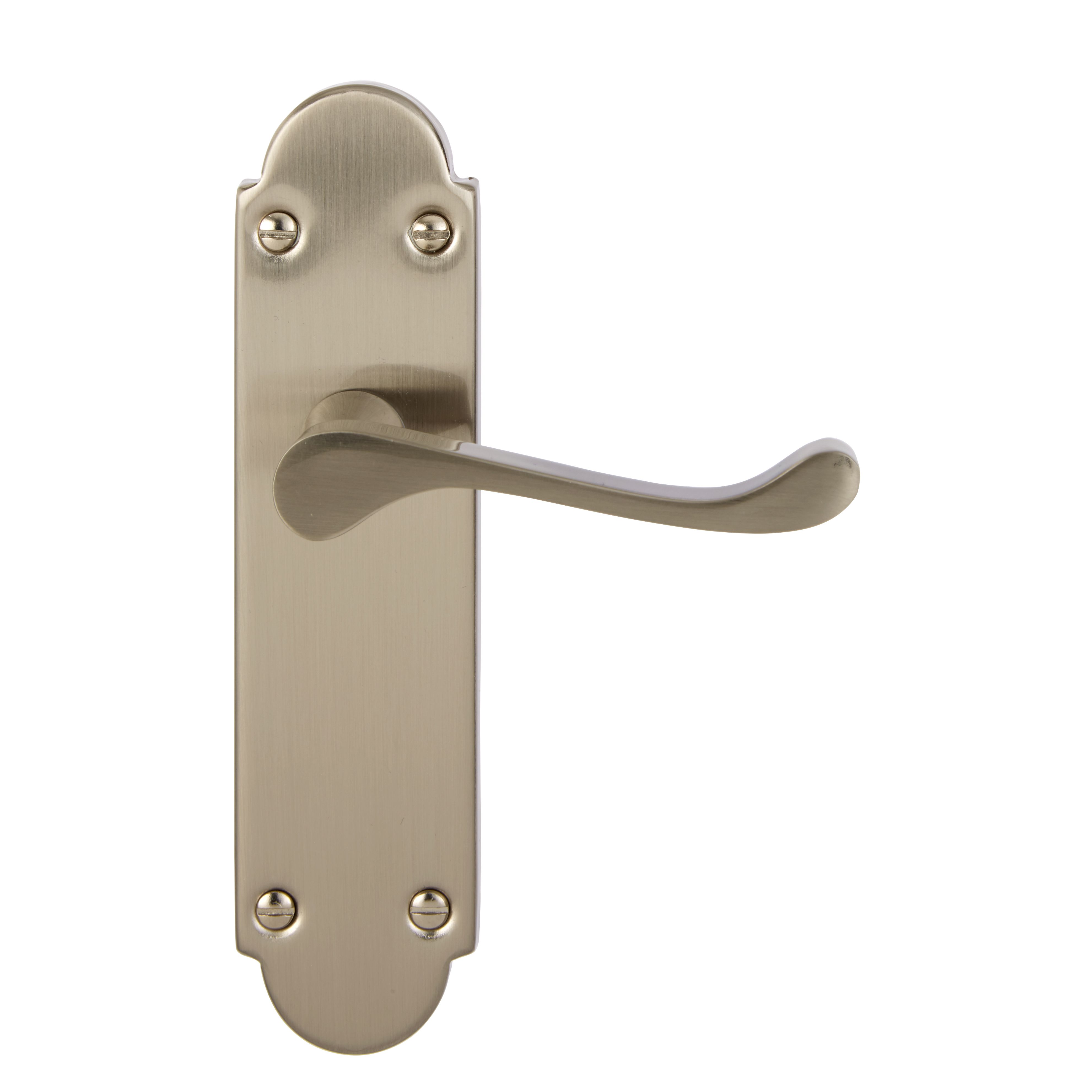 Colours Beja Satin Nickel Effect Steel Scroll Latch Door Handle L 96mm Pair Diy At B Q