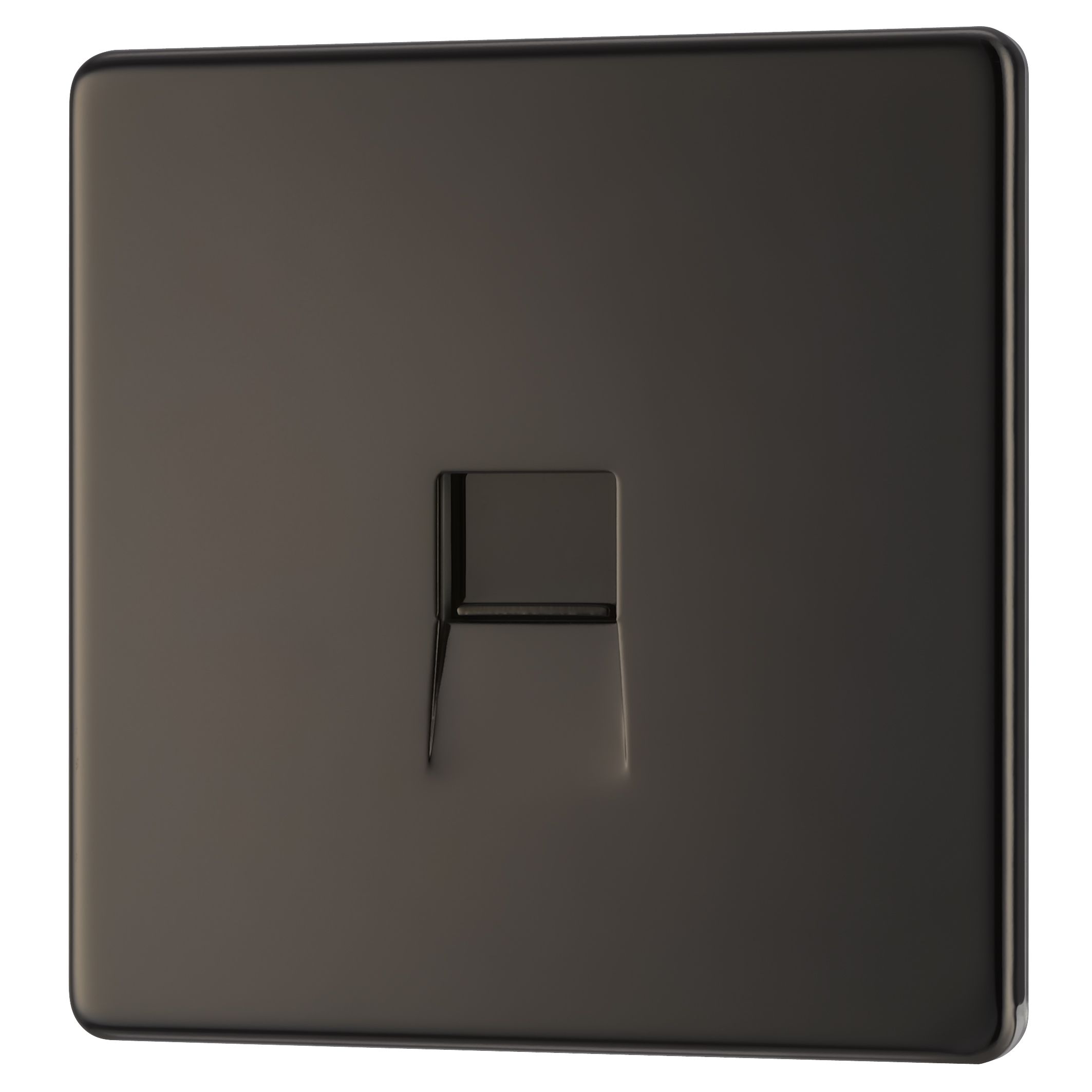 Colours Black 1 gang Flat Screwless Telephone socket
