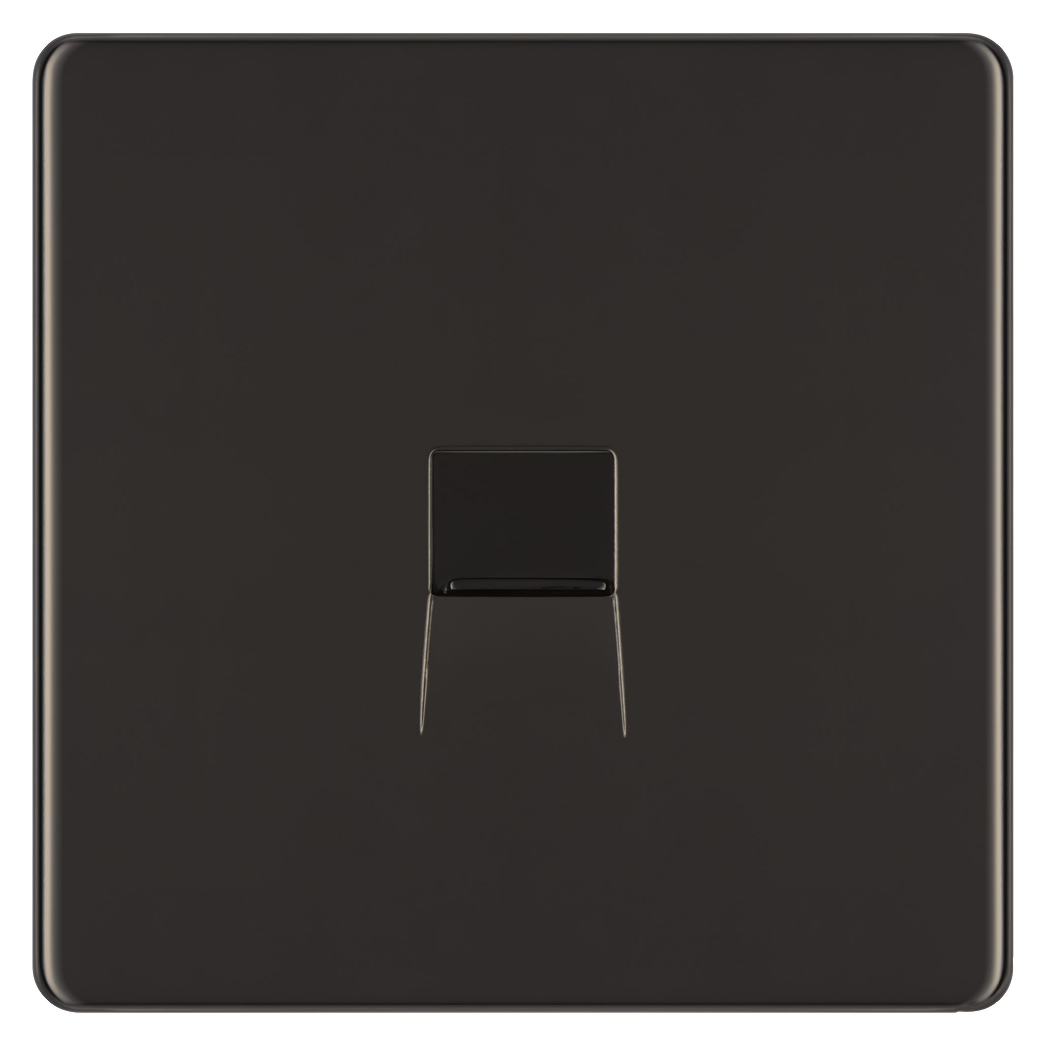Colours Black 1 gang Flat Screwless Telephone socket