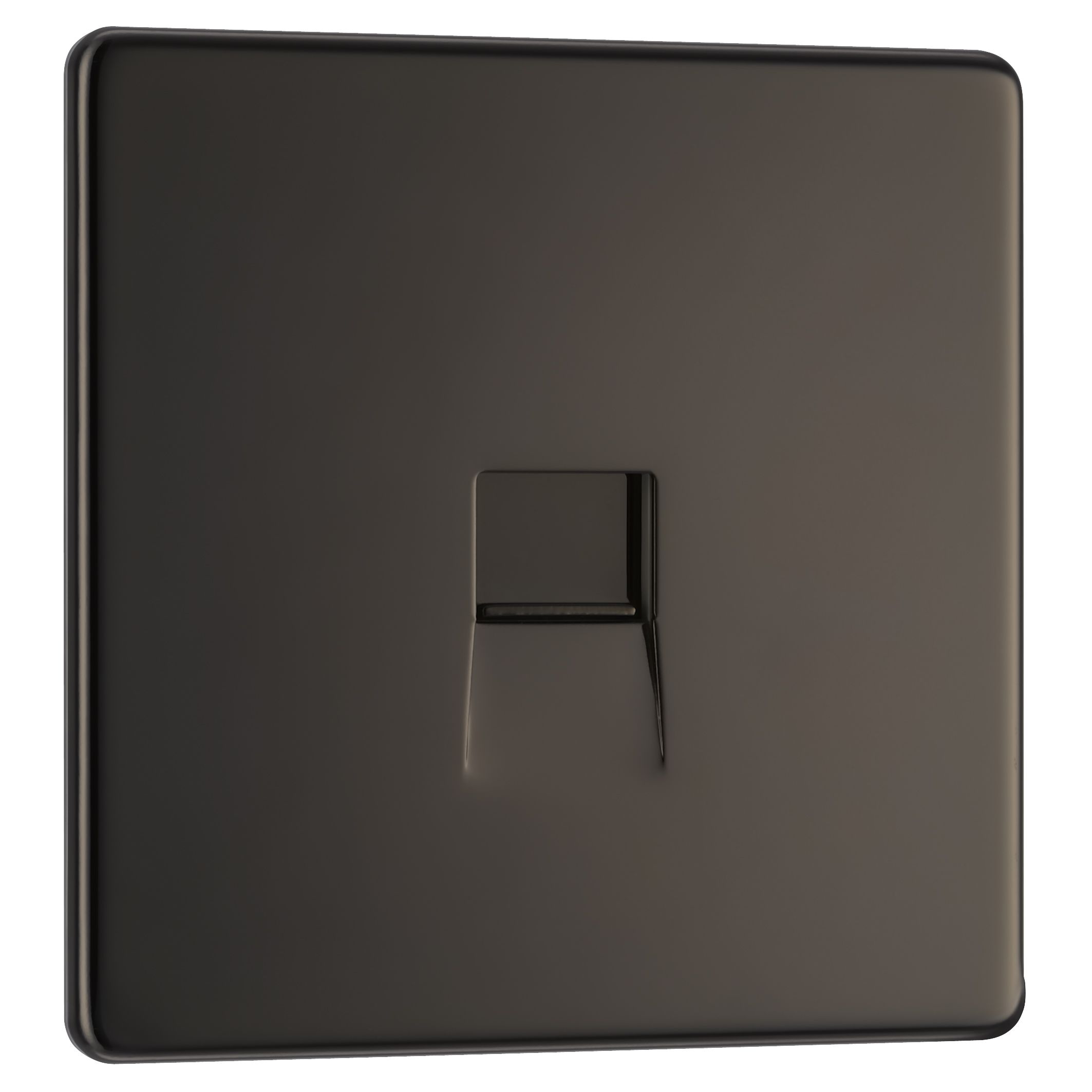 Colours Black 1 gang Flat Screwless Telephone socket