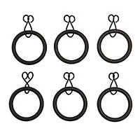 Colours Black Curtain ring (Dia)16mm, Pack of 6