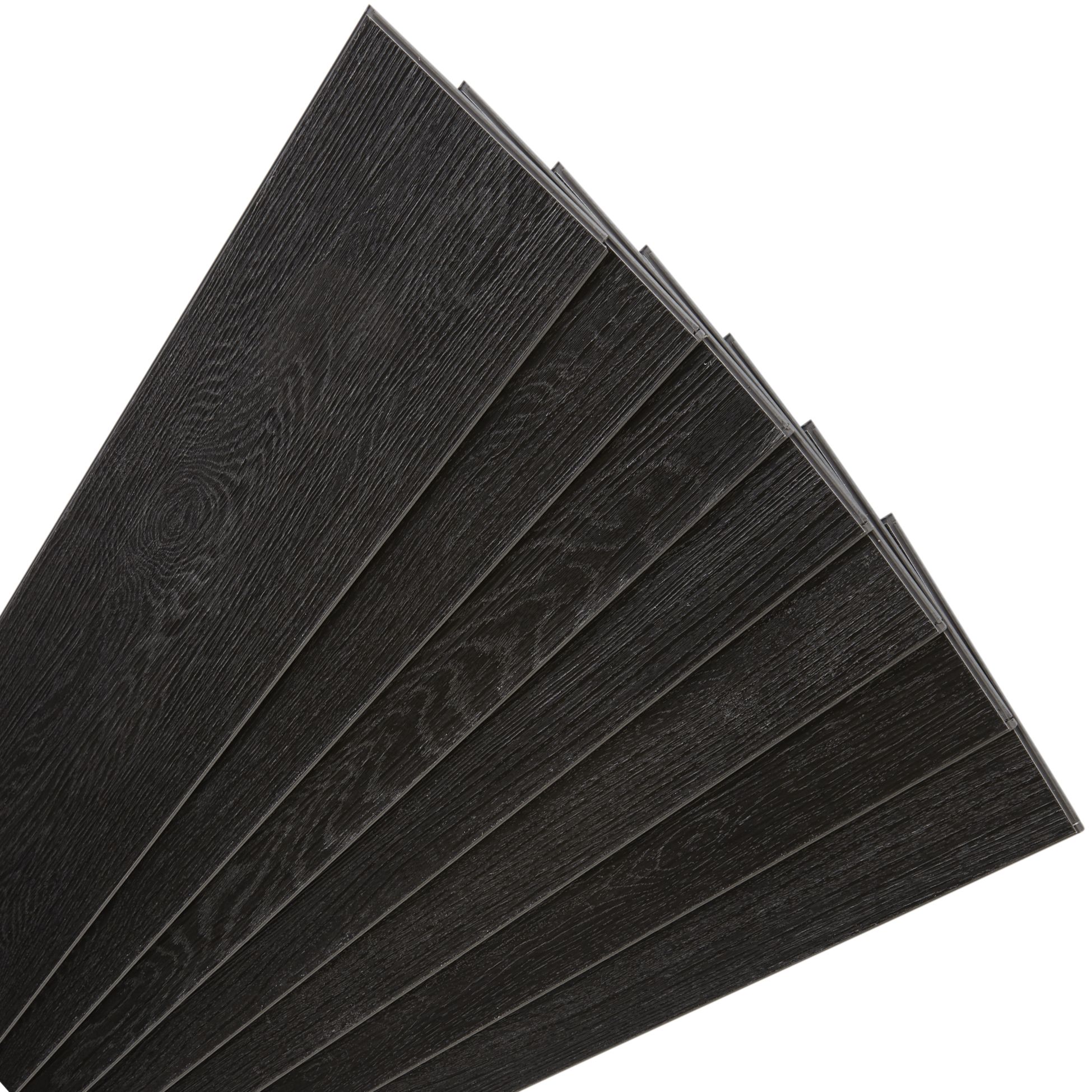 Colours Black Ebony effect Vinyl tile Pack of 7