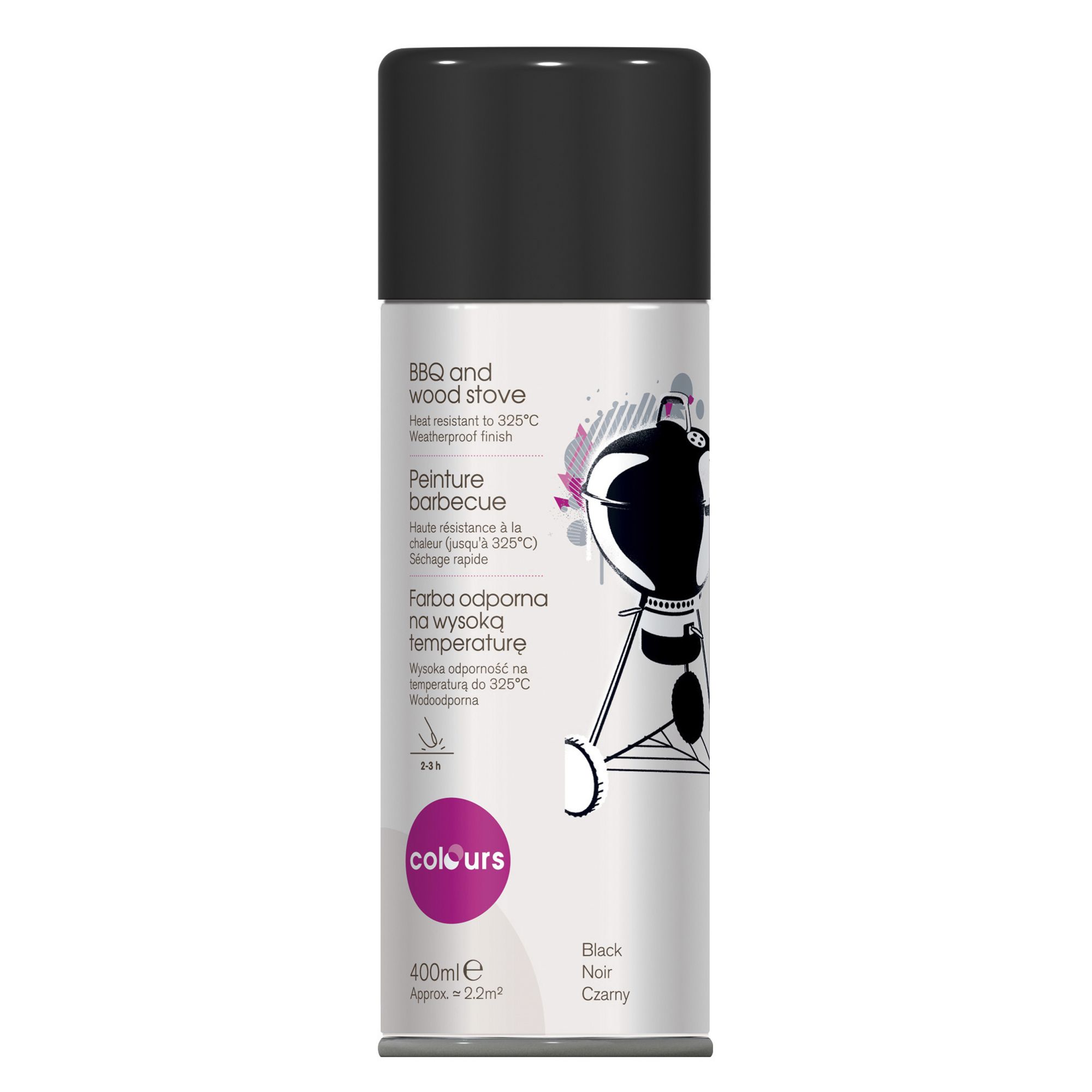 Colours Black Matt Stove & BBQ spray paint 400 ml