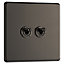 Colours Black Nickel 10A 2 way 2 gang Flat Toggle Screwless Switch