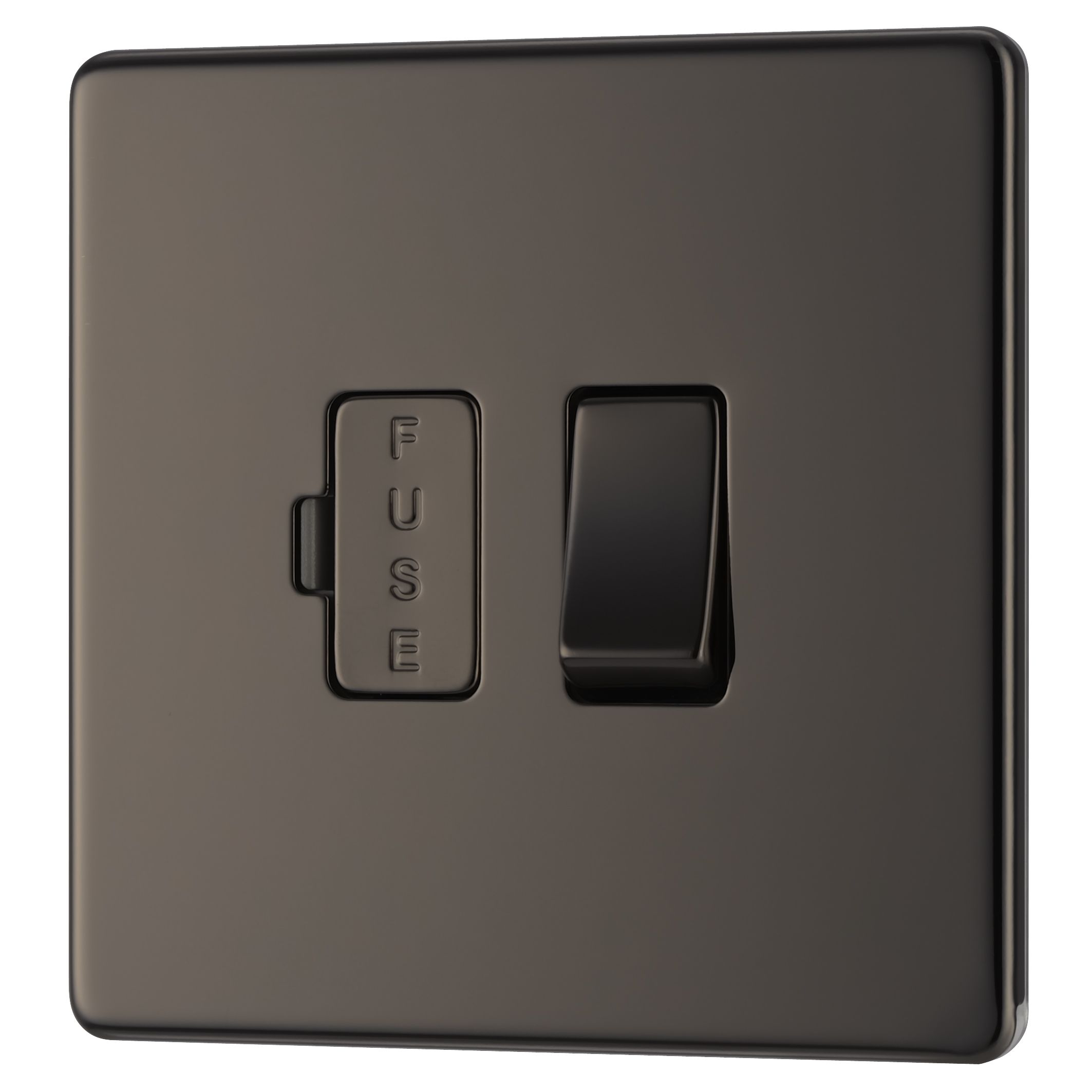 Colours Black Nickel 13A Flat profile Screwless Switched Fused connection unit