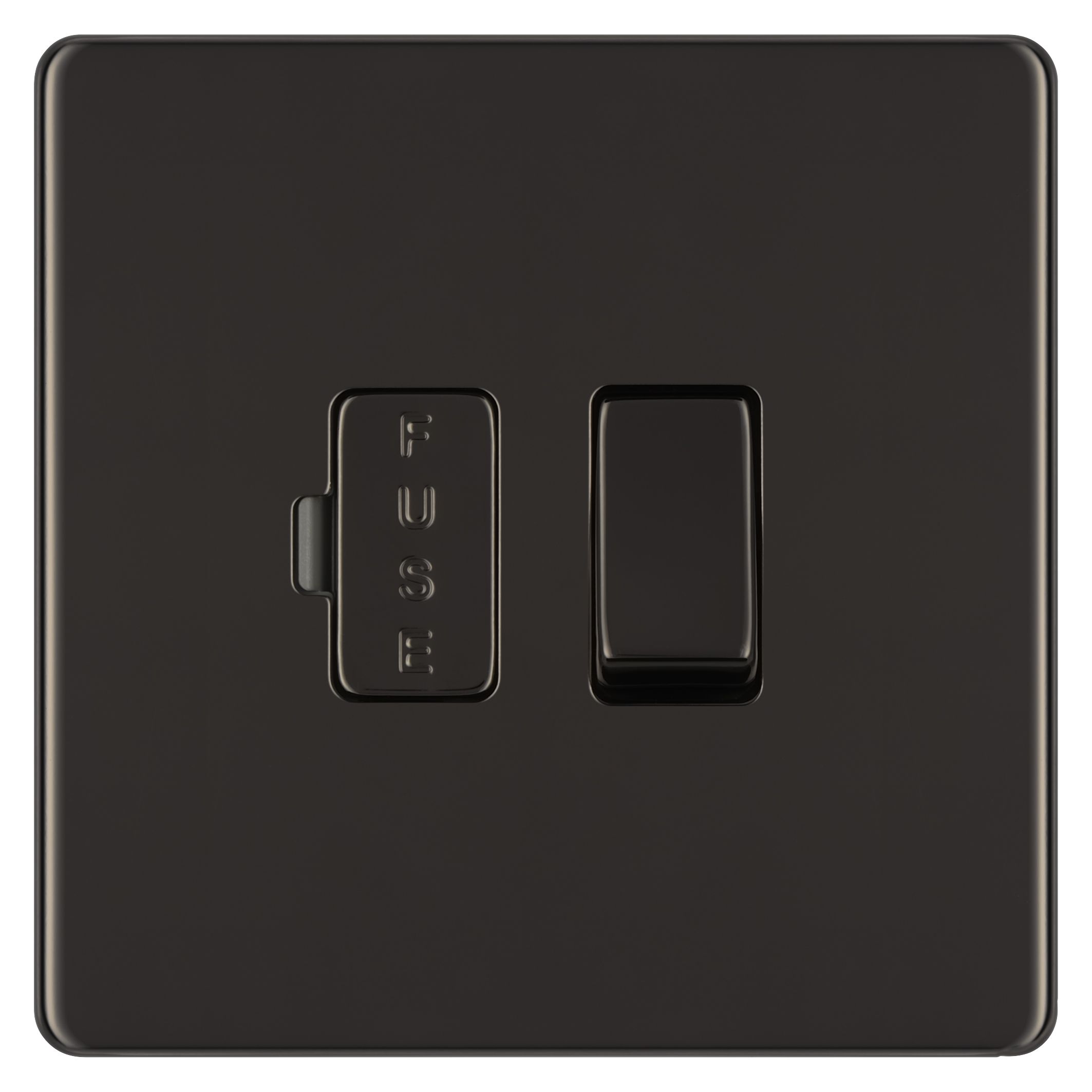 Colours Black Nickel 13A Flat profile Screwless Switched Fused connection unit