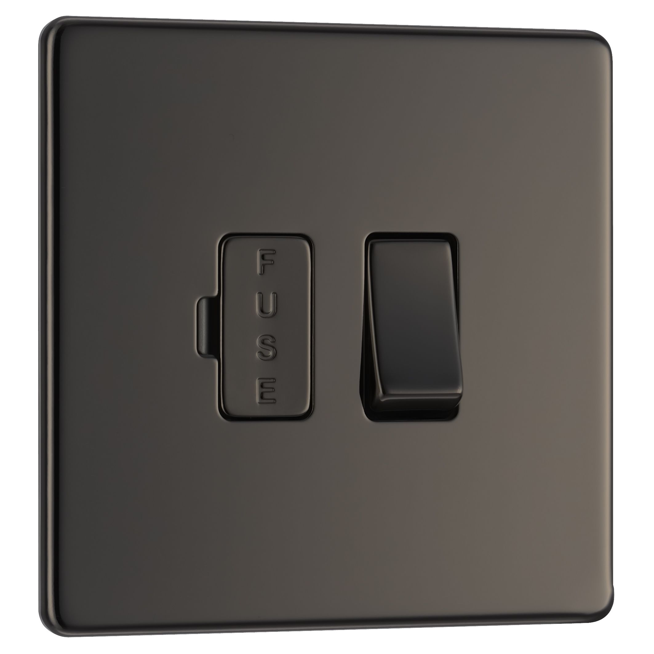 Colours Black Nickel 13A Flat profile Screwless Switched Fused connection unit
