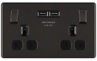 Colours Black nickel effect Double USB socket, 2 x 2.1A USB