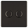 Colours Black Nickel Flat profile Double 2 way Screwless Dimmer switch