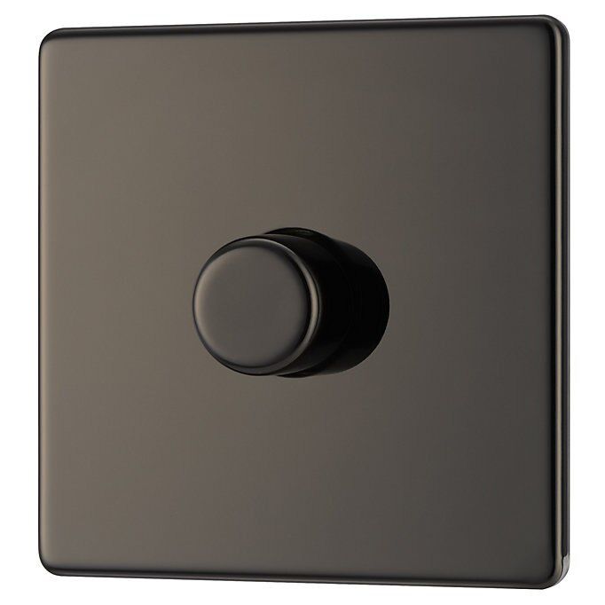 Colours Black Nickel Flat profile Single 2 way Screwless Dimmer switch