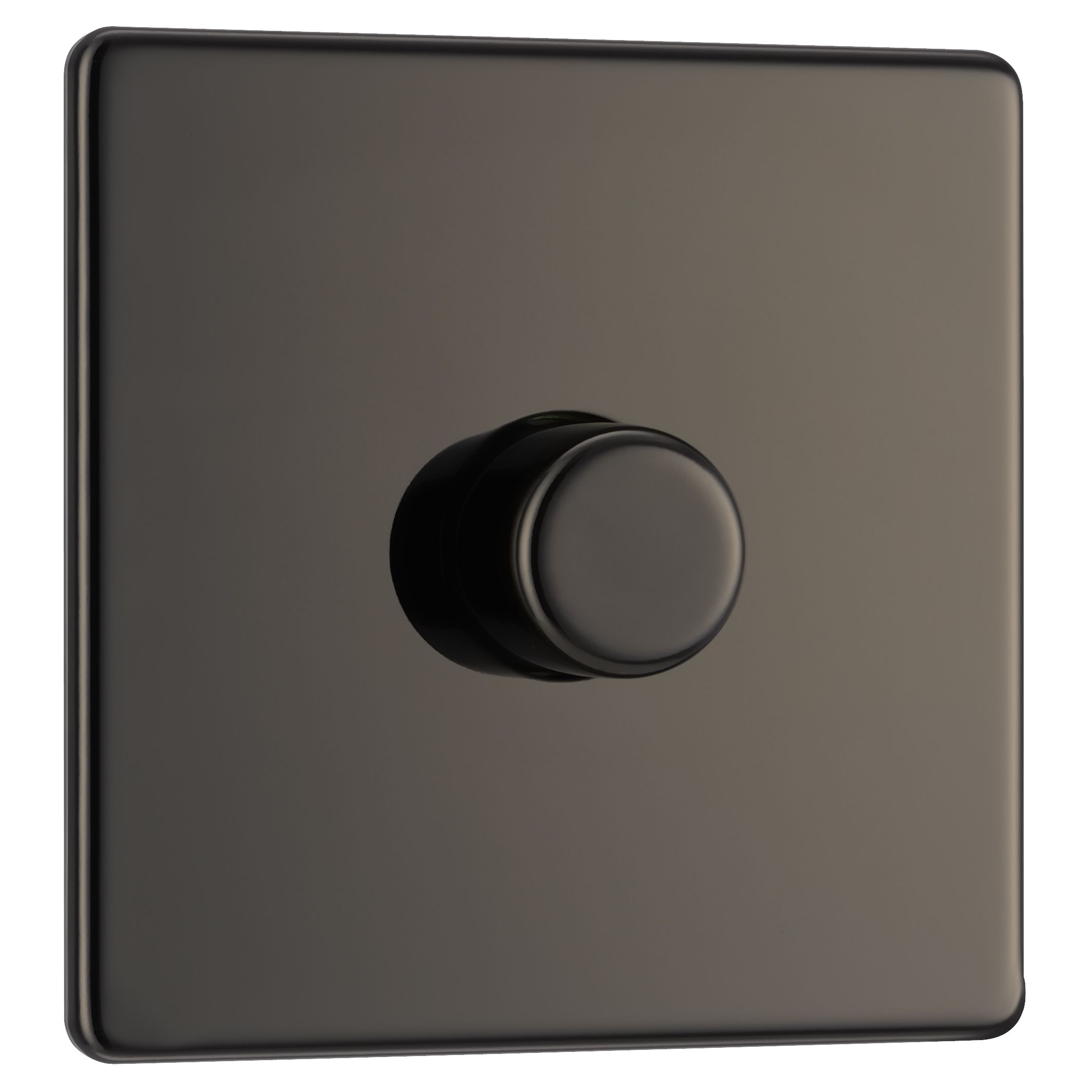 Colours Black Nickel Flat profile Single 2 way Screwless Dimmer switch