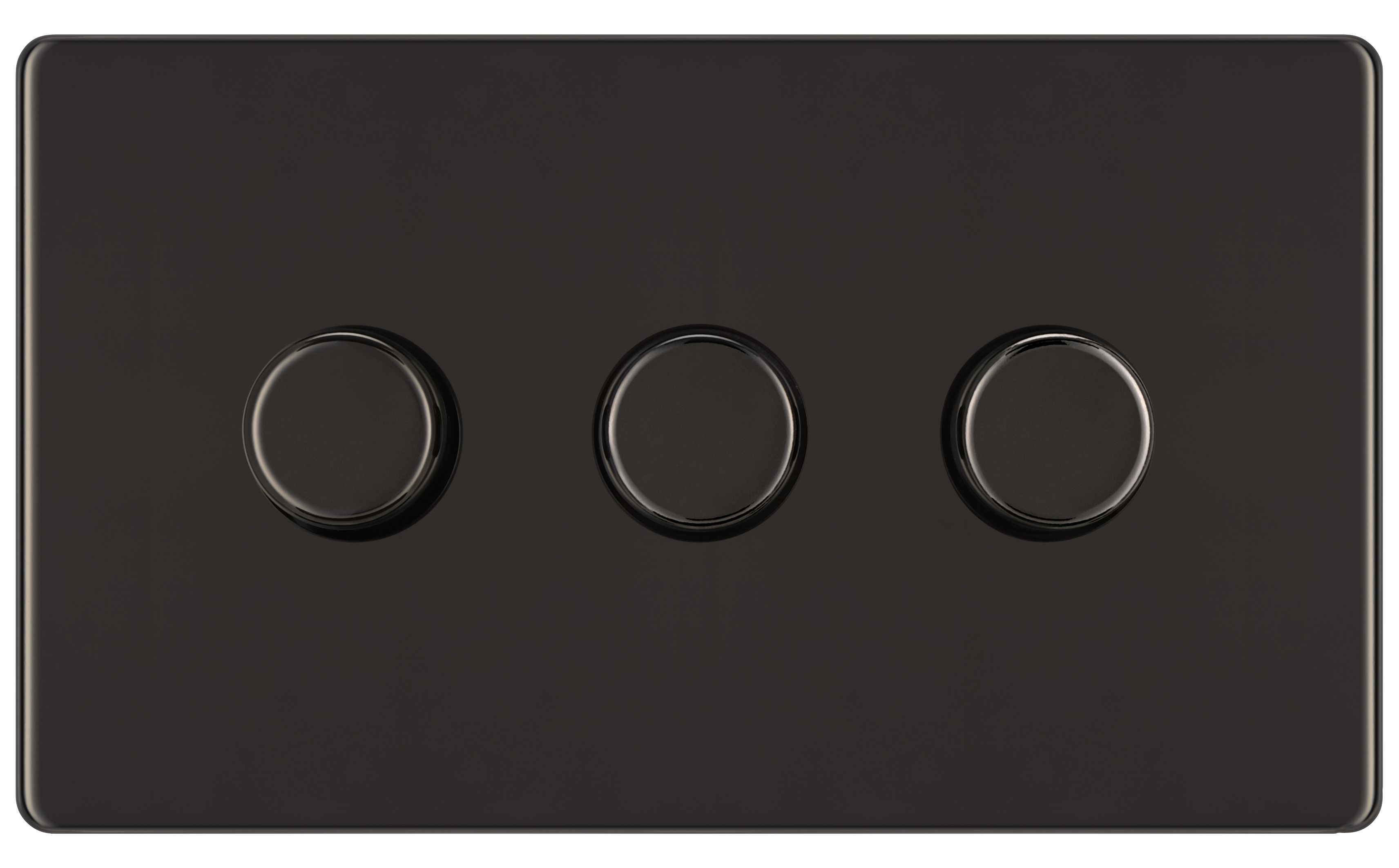 Colours Black Nickel Flat profile Triple 2 way Screwless Dimmer switch
