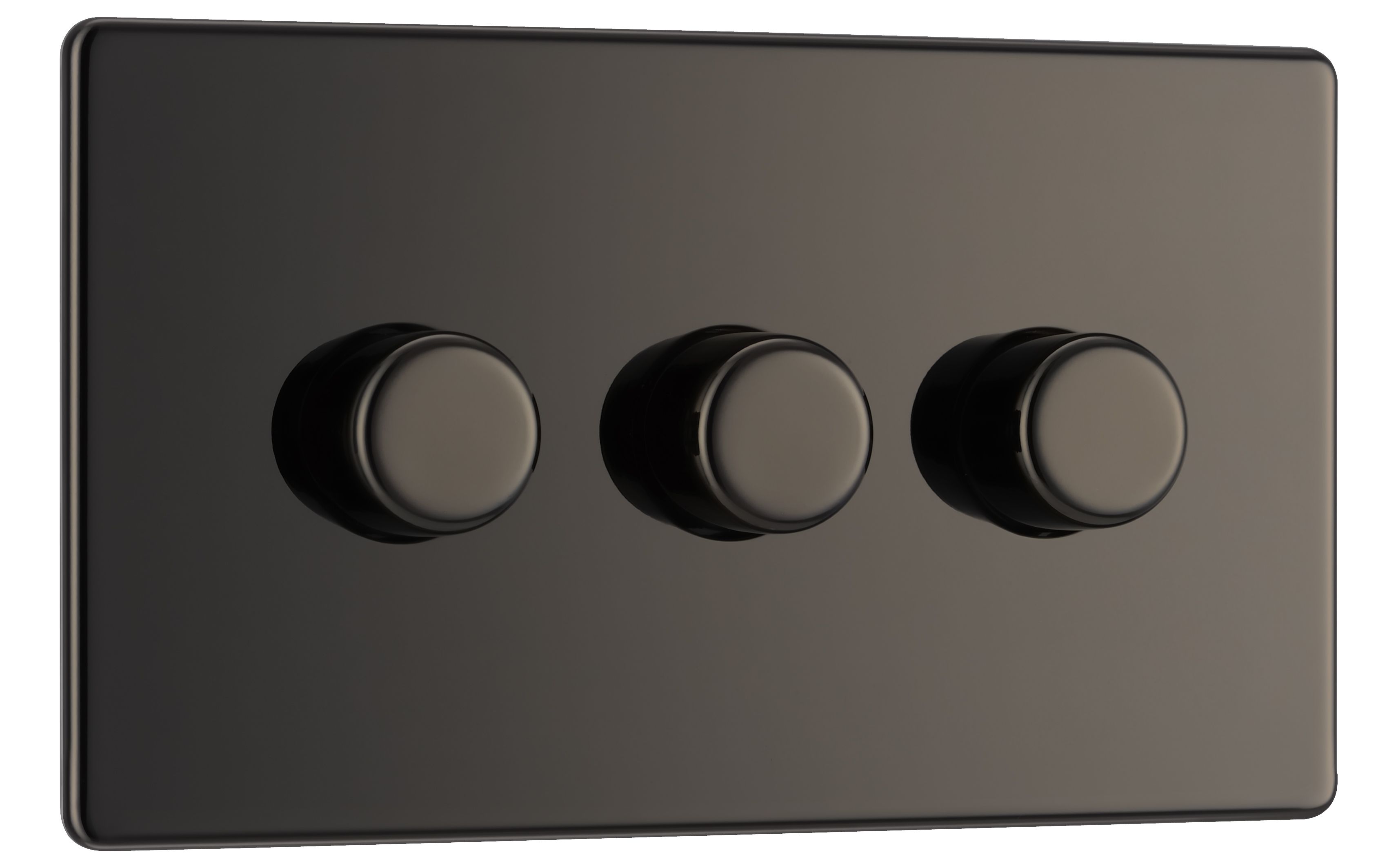 Colours Black Nickel Flat profile Triple 2 way Screwless Dimmer switch