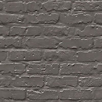 Colours Black Painted brick Embossed Wallpaper