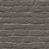 Colours Black Painted brick Embossed Wallpaper