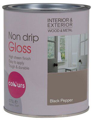 Colours Black pepper Gloss Metal & wood paint, 750ml
