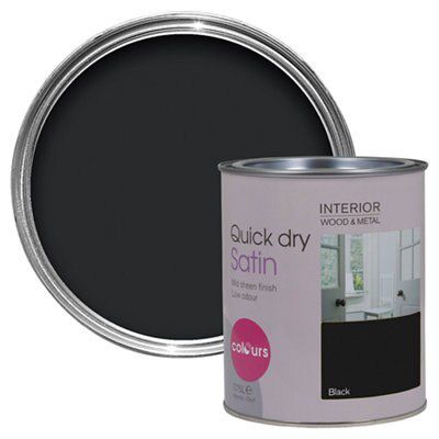 Colours Black Satin Metal & Wood Paint, 0.75L | DIY At B&Q